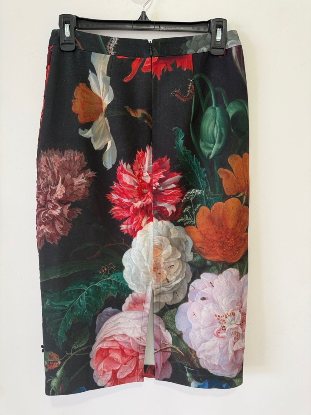 Anthropologie Pankaj & Nidhi Burgundy Floral Lace-Overlay Pencil Skirt